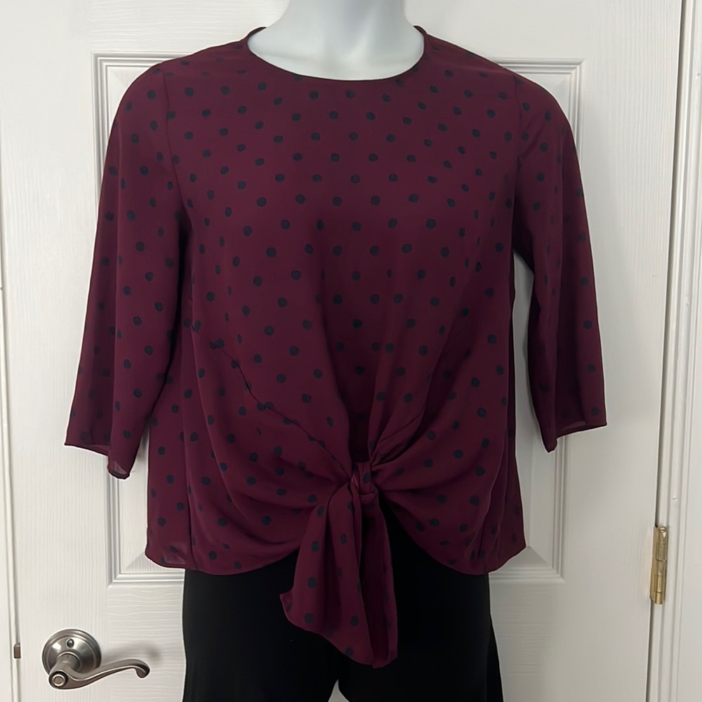 EUC Banana Republic Factory polka dot tie front top
